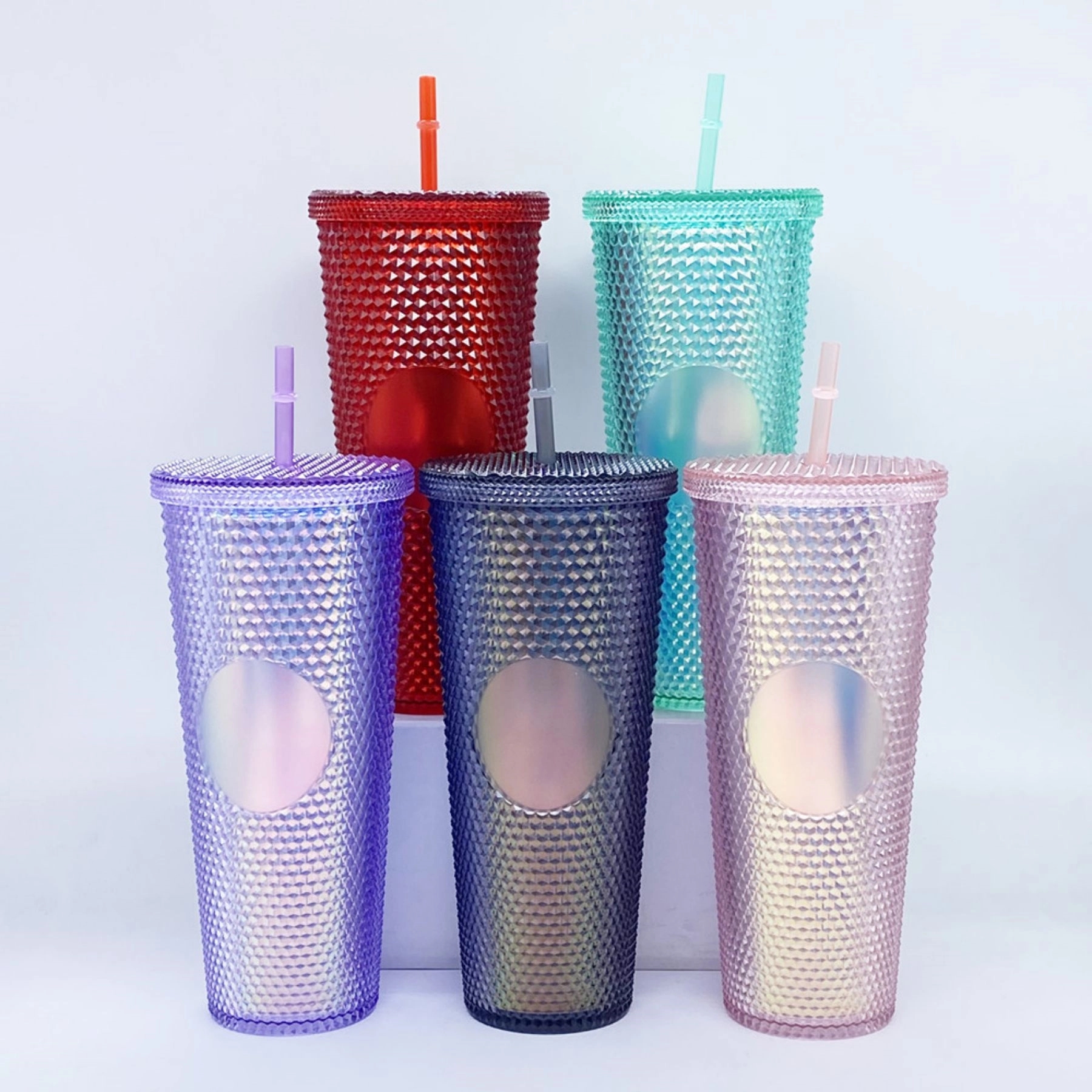 24oz Diamond Plastic Tumbler With Lid and Straw 8