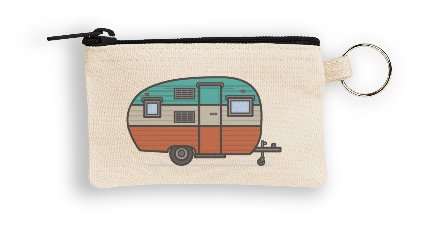 Canvas Key Ring Pouch with Black Zipper 7