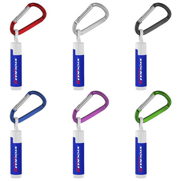 SPF 15 Lip Balm in White Tube with Hook Cap and Carabiner 13