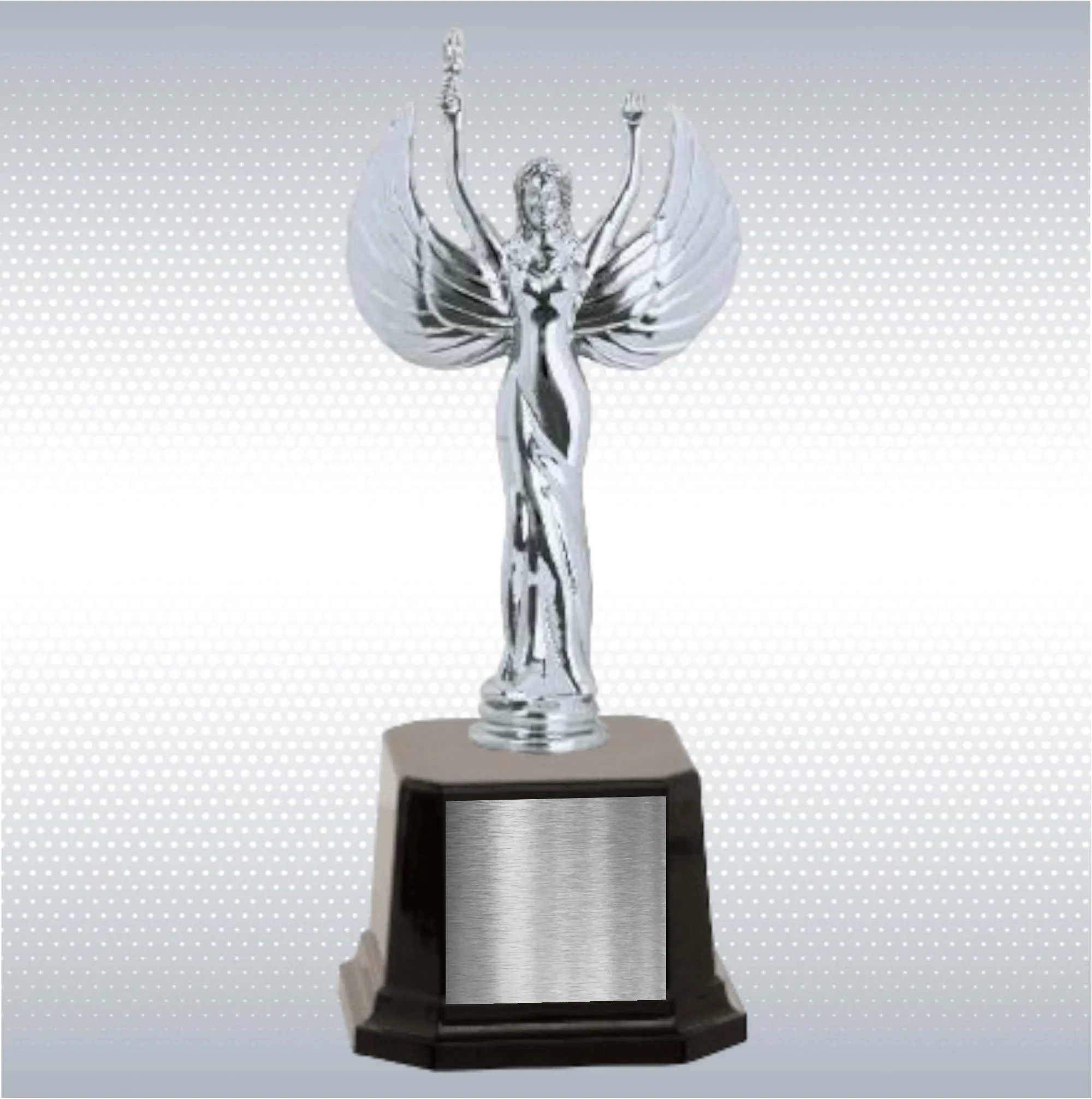 8 1/2" Metal Female Victory Figure on Glossy Black Base 10