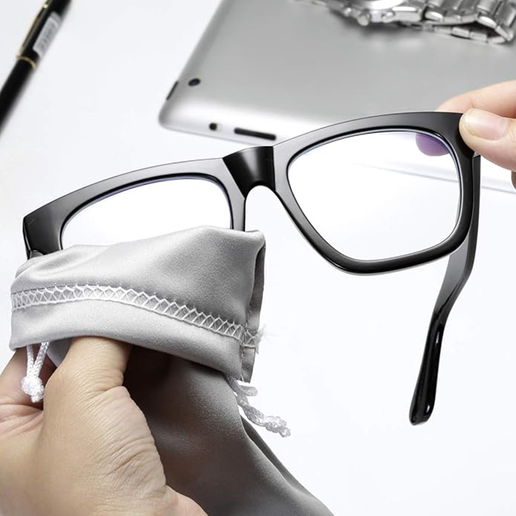 Microfiber Eyeglass Sunglasses Gadgets Cleaning & Storage Pouch 2