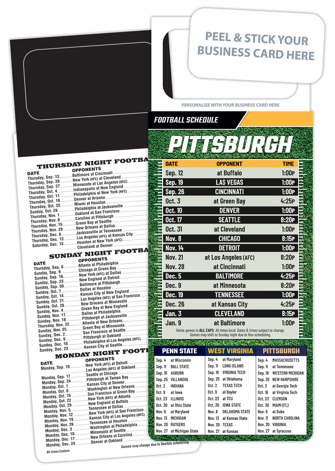Pro Football Schedule Magnet - Peel and Stick Business Card (3.5x9) 1