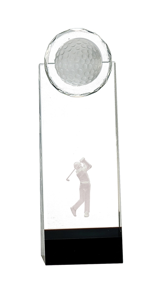 11 1/4" Clear/Black Crystal Standup w/3D Golfer 2