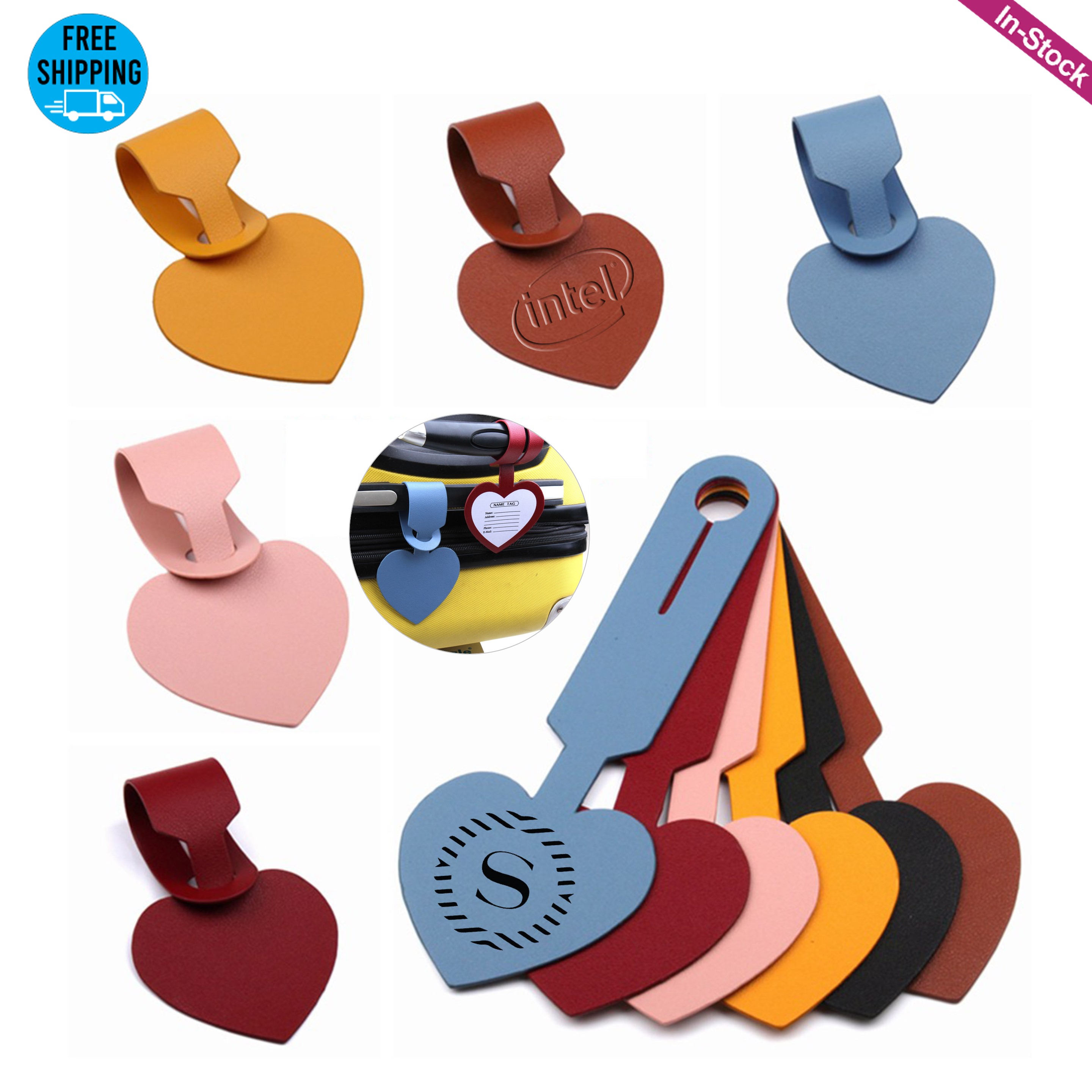 Heart Shaped PU Leather Luggage Tags 4