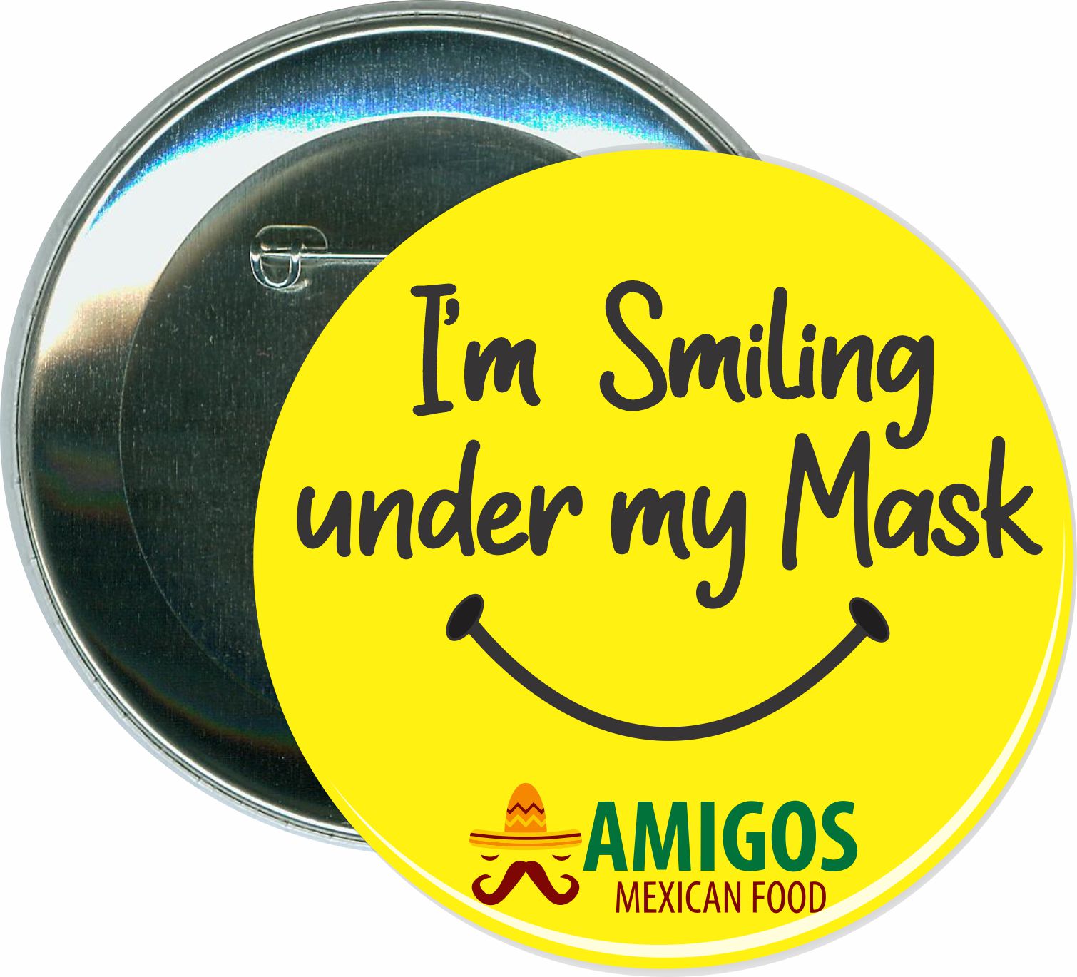 I'm Smiling Under My Mask, COVID-19, Coronavirus Button