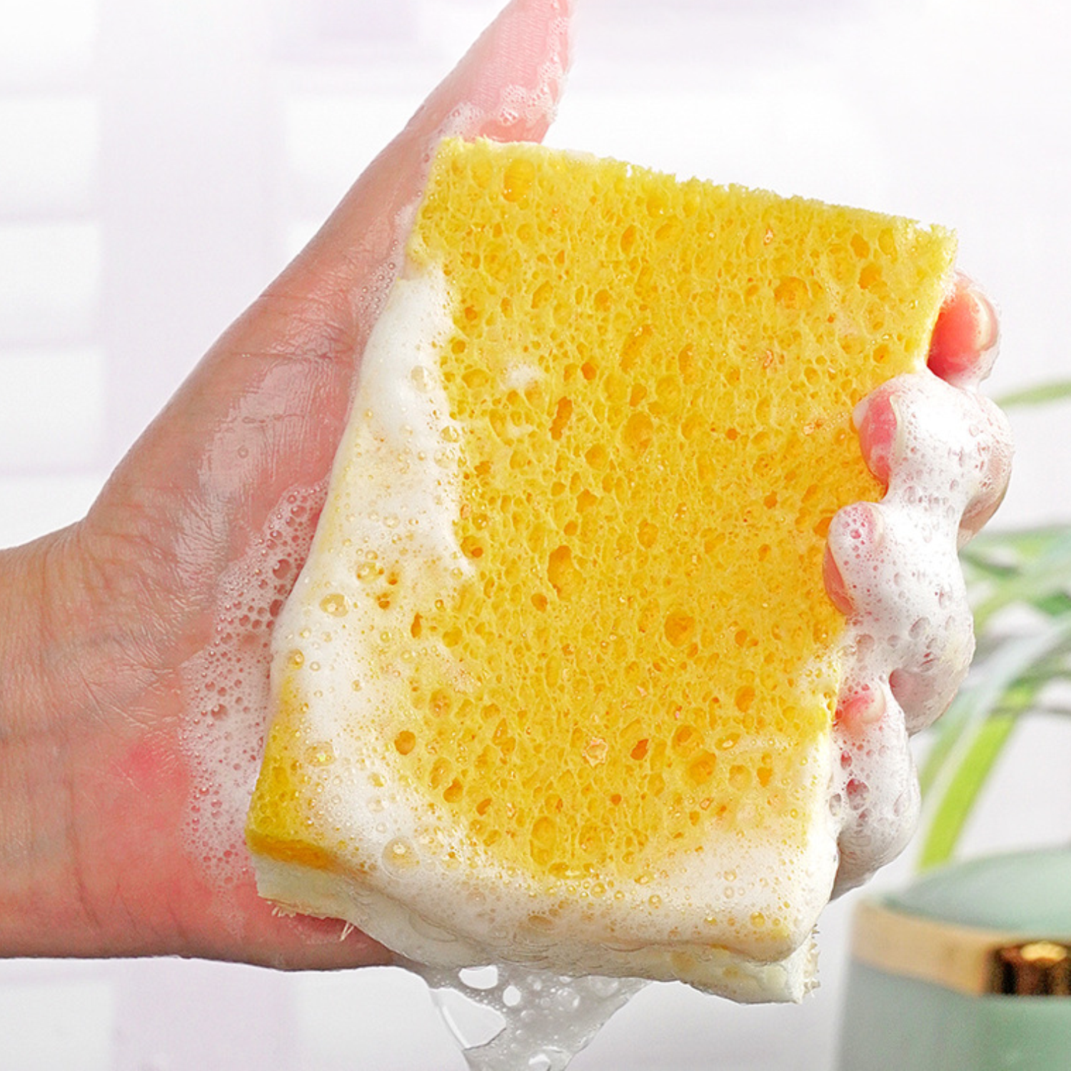 Kitchen Double Sided Loofah Wood Pulp Cotton Cleaning Sponge 4