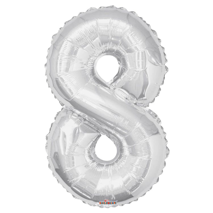 Mylar Number 8 Balloons - Silver 34" 2