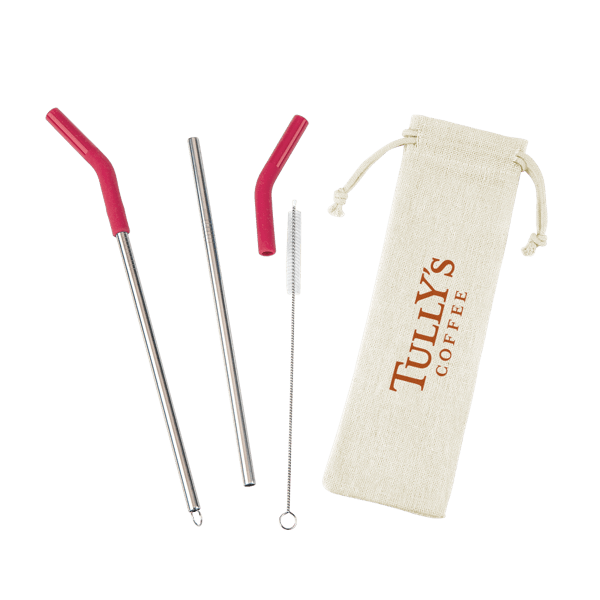 Reusable Stainless Steel Two Straw Set 35