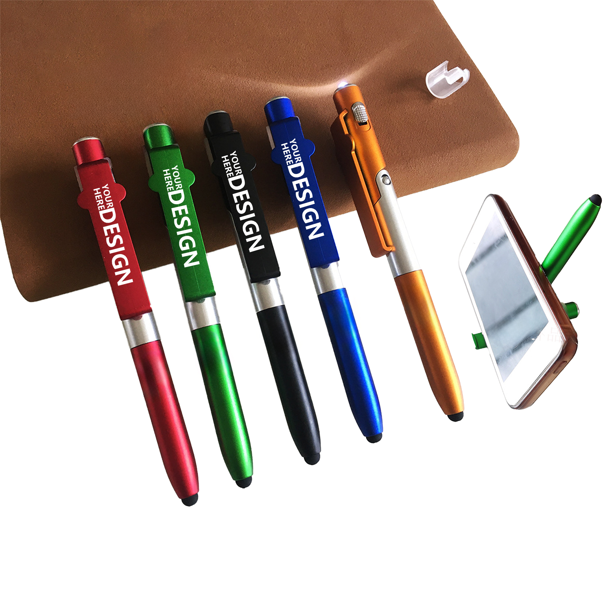 4-in-1 Touchscreen Capacitive Pen with LED Light and Phone Stand 1