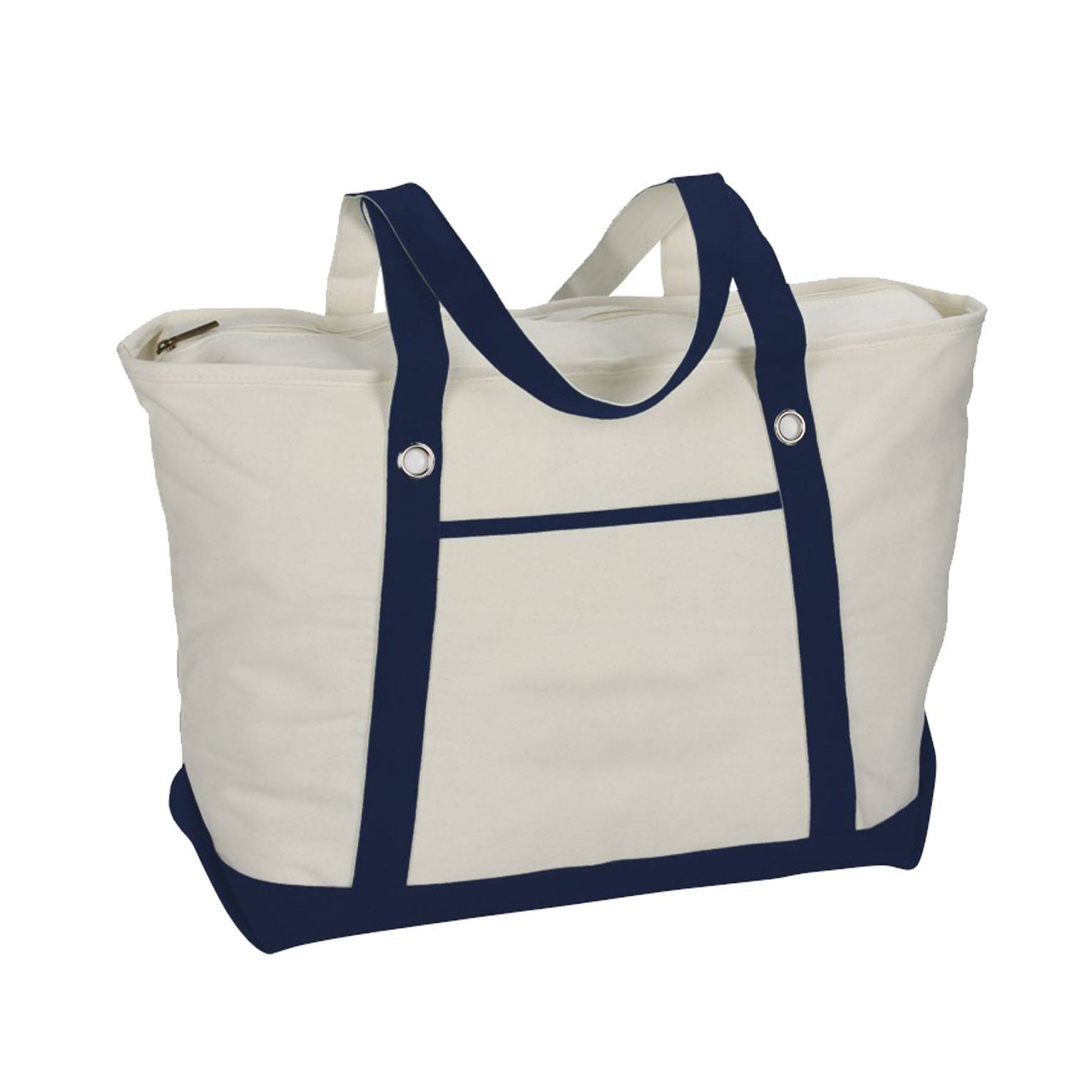 Woman's Shoulder Canvas Tote Bag W/ Zipper 4