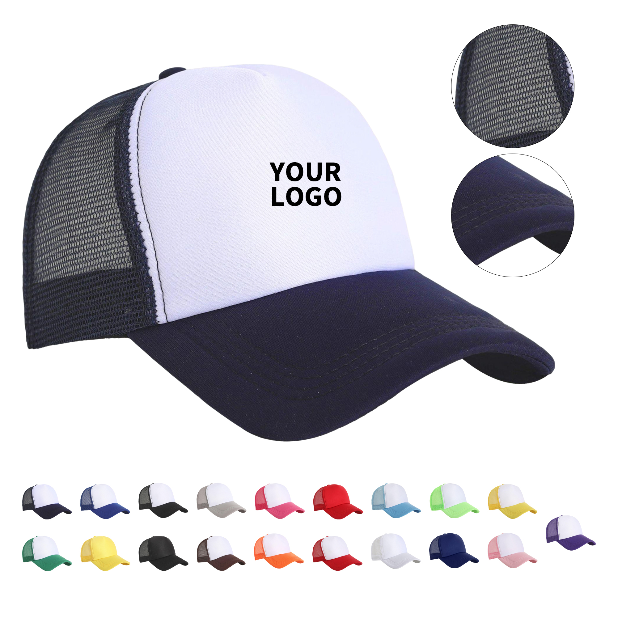 Polyester Cotton Blend Mesh Baseball Trucker Hat 19