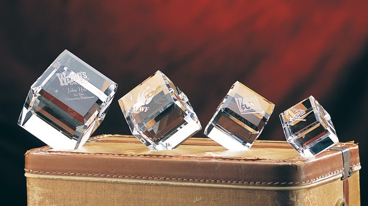 Contemporary Vistas Crystal Beveled Cube Award 2