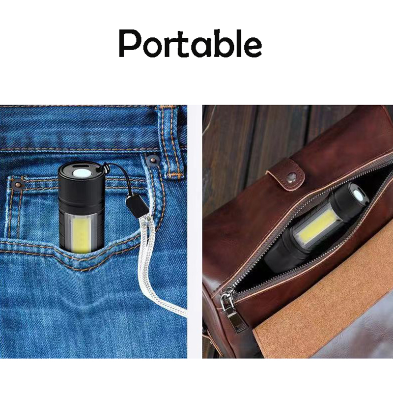 USB Rechargeable LED Flashlight w/COB Side Lights 4