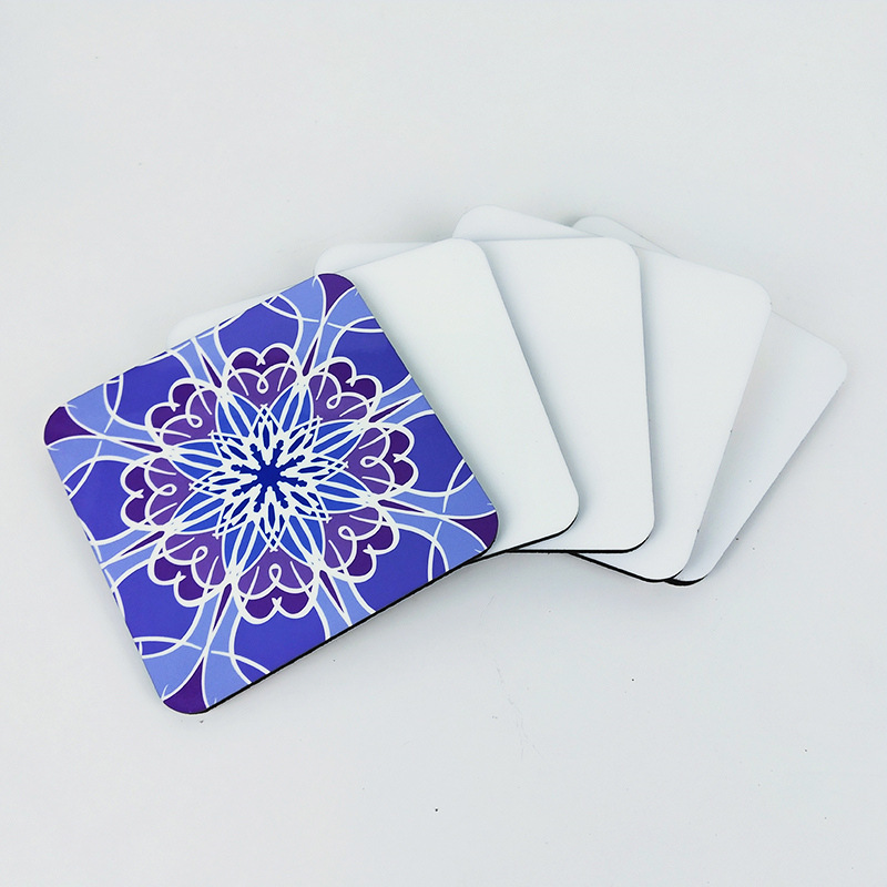 4" Square Absorbing Ceramic Coasters with Cork Base 2