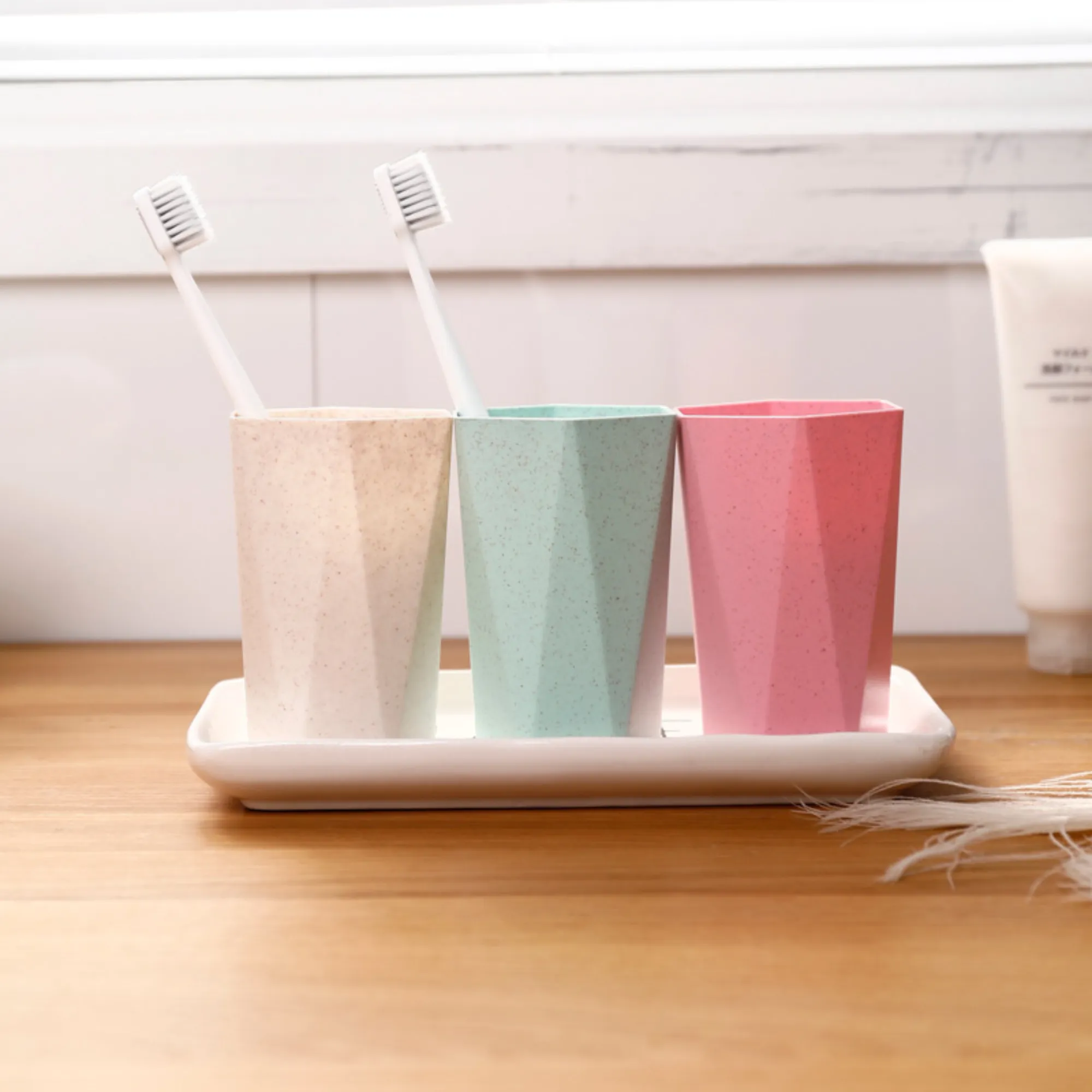 Geometric - shaped Wheat - based Custom - Logo Tooth Cups 2
