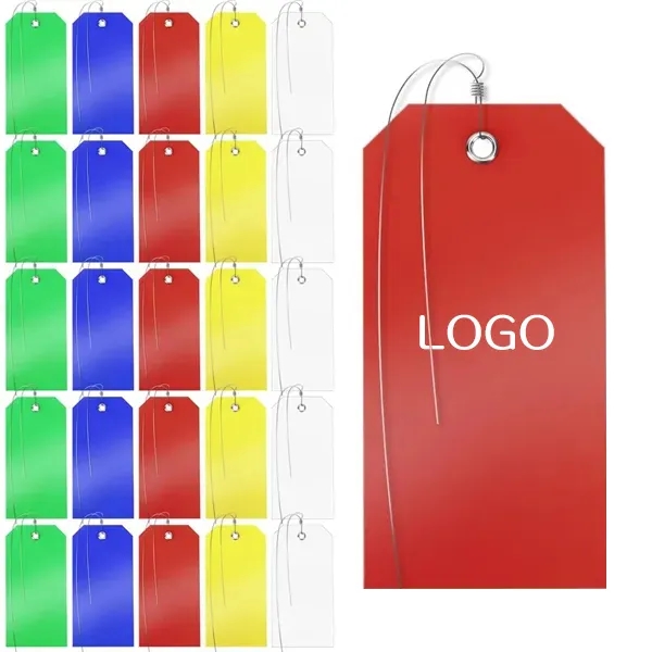 Waterproof Plastic Shipping Tags - Durable Wire Attached 10