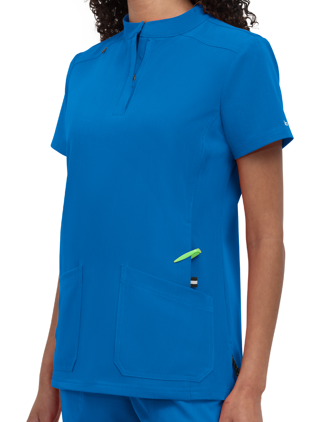 koi - Next Gen - Women's Four-Pocket Zipper-Neck Mandarin Collar Driven Top 2