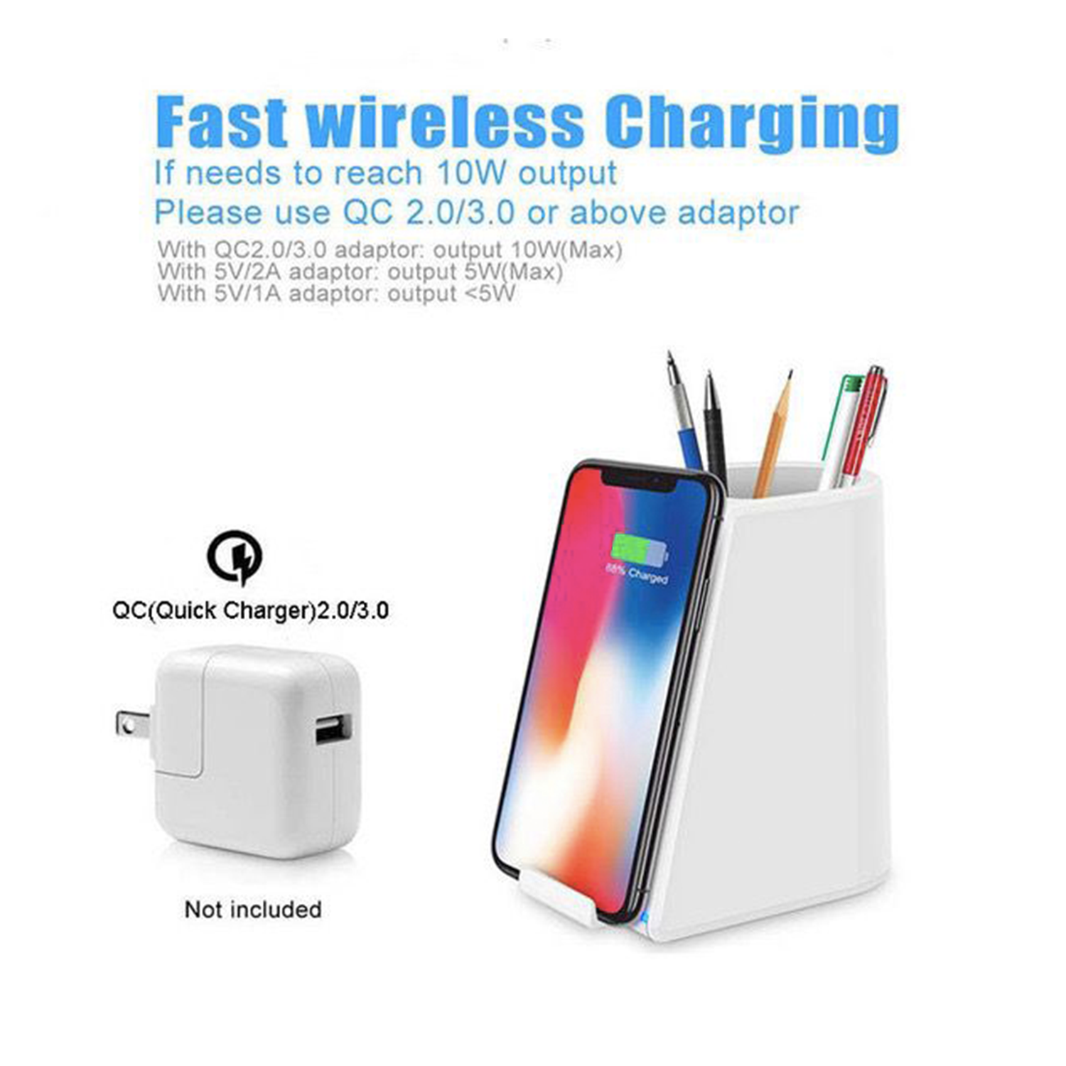 All-Purpose Wireless Charger Pen Holder with Dual USB Output 7