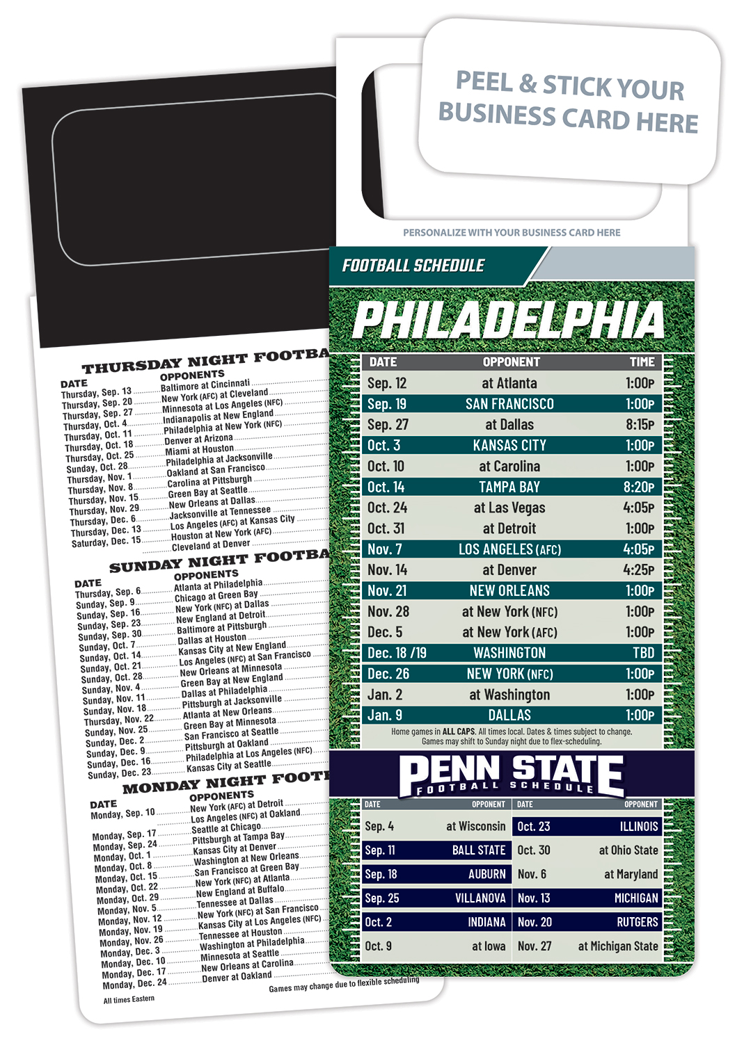Pro Football Schedule Magnet - Peel and Stick Business Card (3.5x9) 1