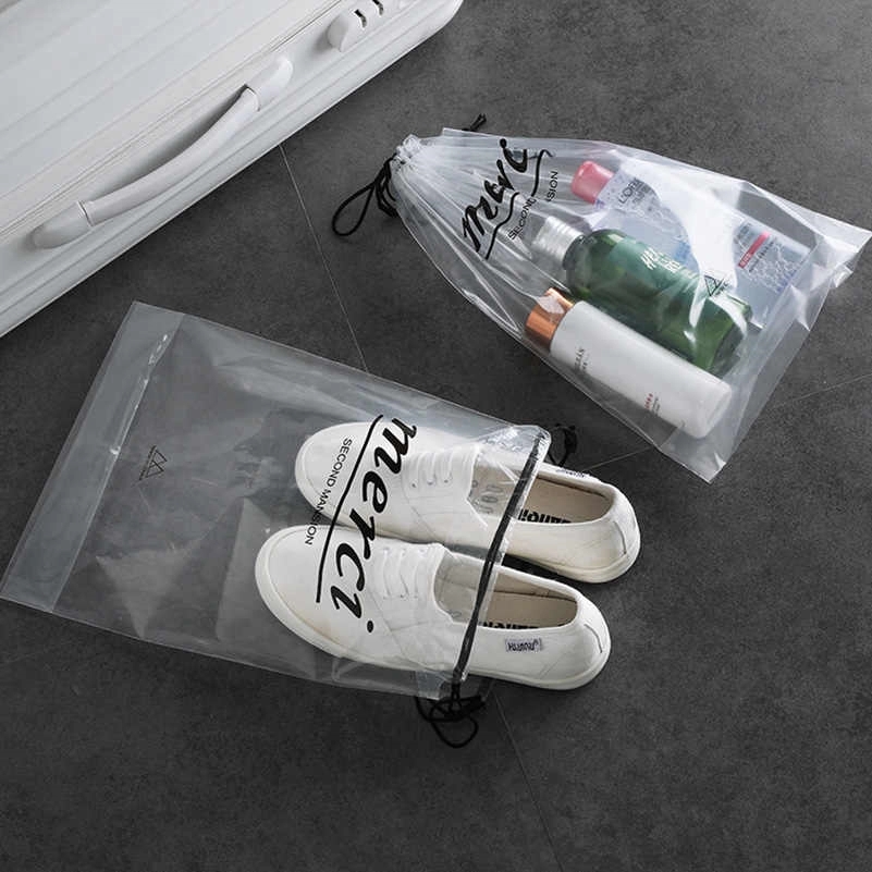 Reusable Transparent Plastic Drawstring Bag 4