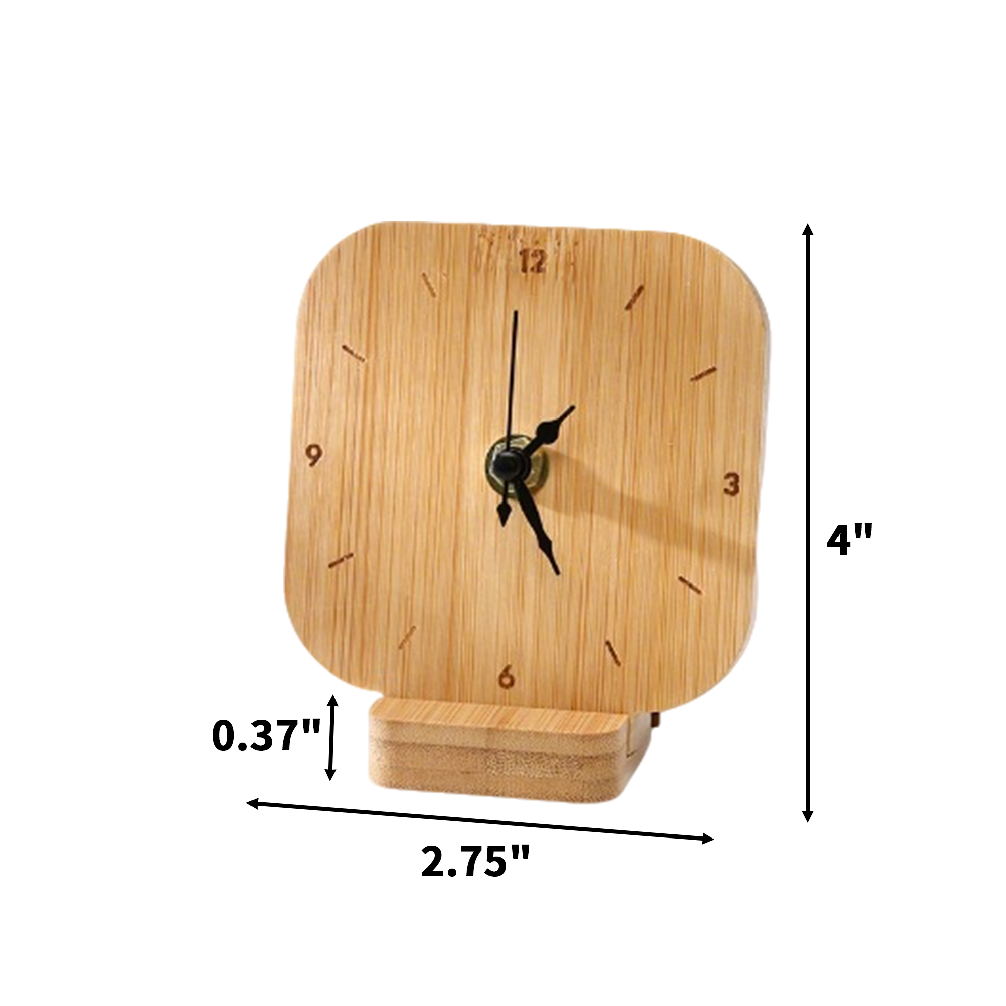 Natural Bamboo Desk Clock Minimalist Grain Face 4