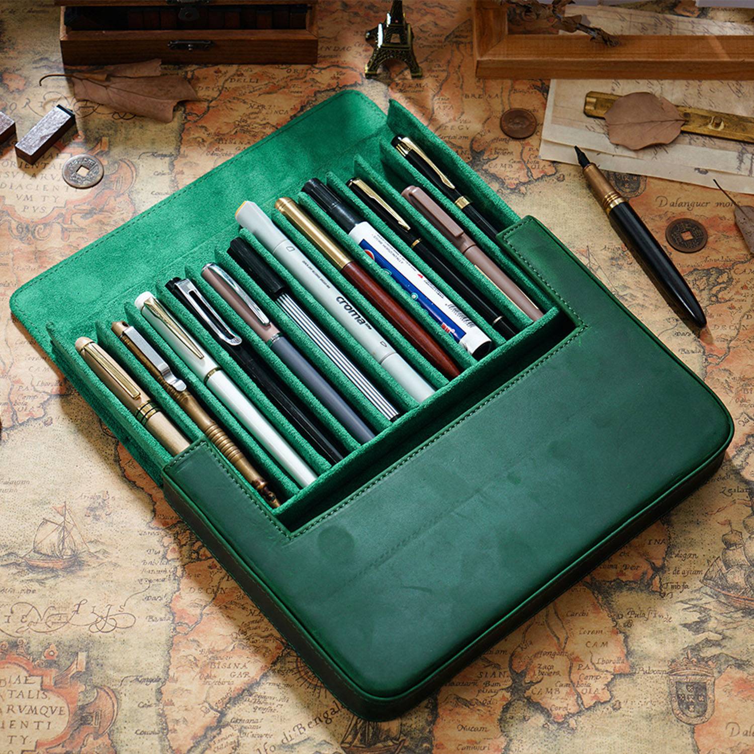 PU Leather Magnetic pencil case organizer 3