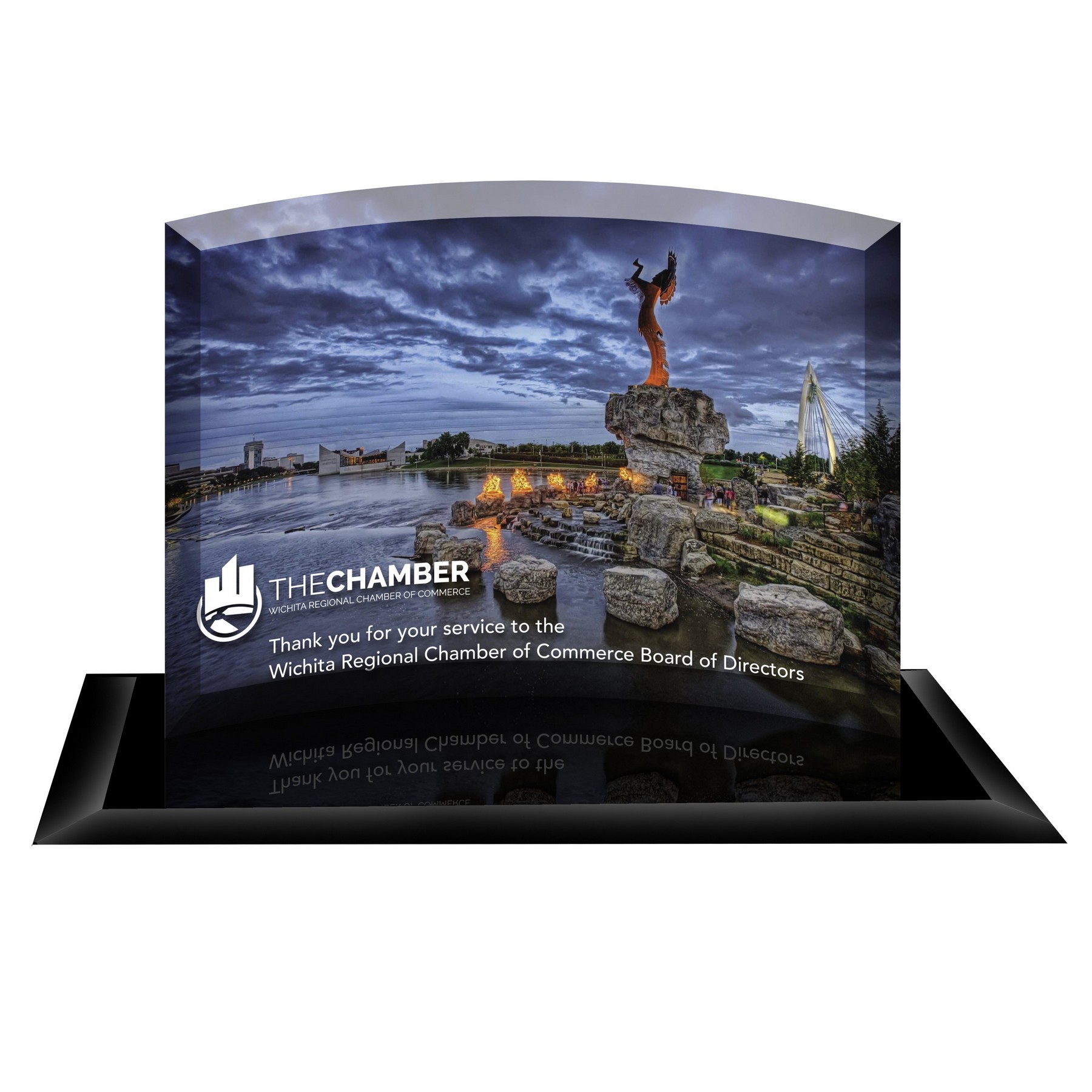 Curved Award Sublimated on Black Mirror Base (6"x4")