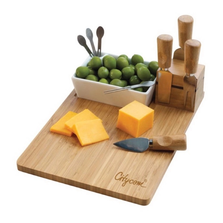 BistroTek Premium Bamboo Duo Appetizer & Cheese Set