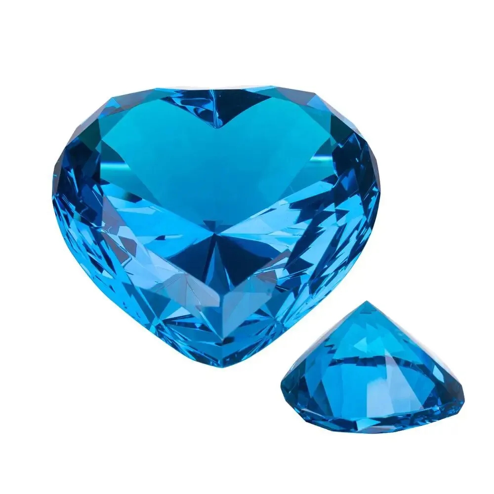 Engraved Crystal Heart Diamond Paperweight 5