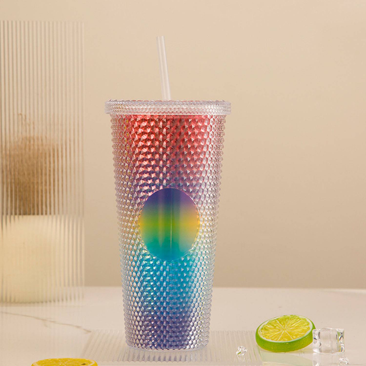24oz large capacity Plastic Cup with Straw Outdoor 4