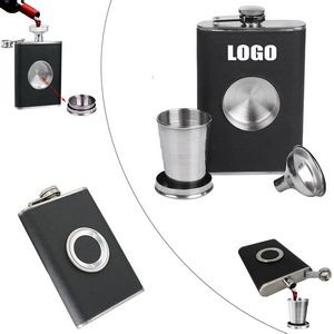 8oz PU Leather Wrapped Stainless Steel Flask, custom water bottle with logo imprint 9