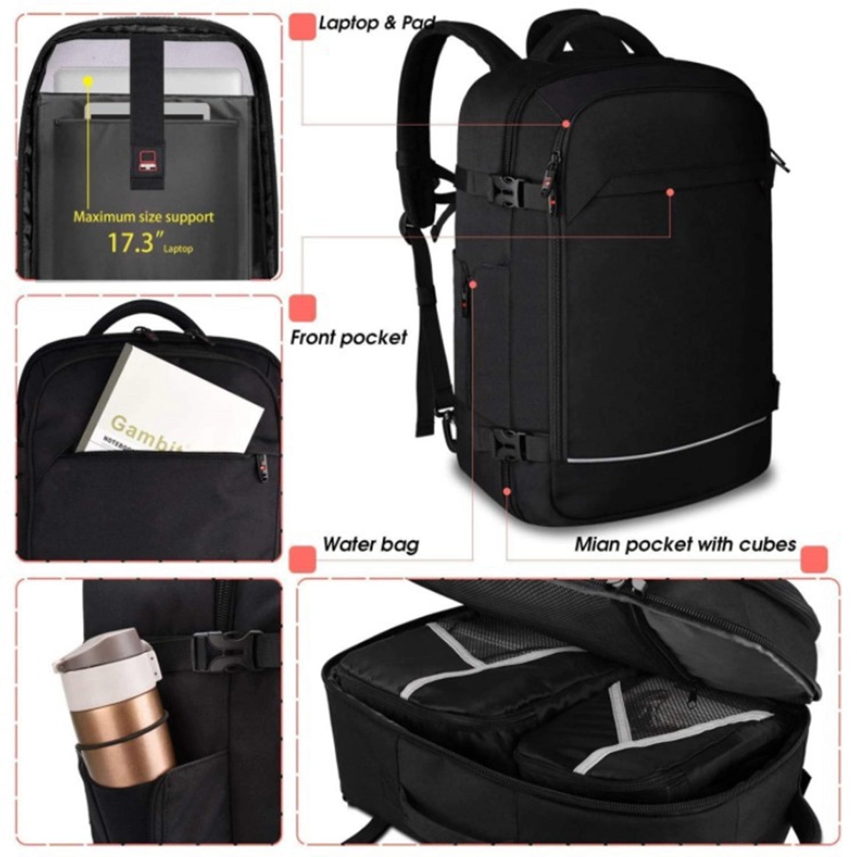 17 Inch Large Water Resistant Computer Travel Backpack 4