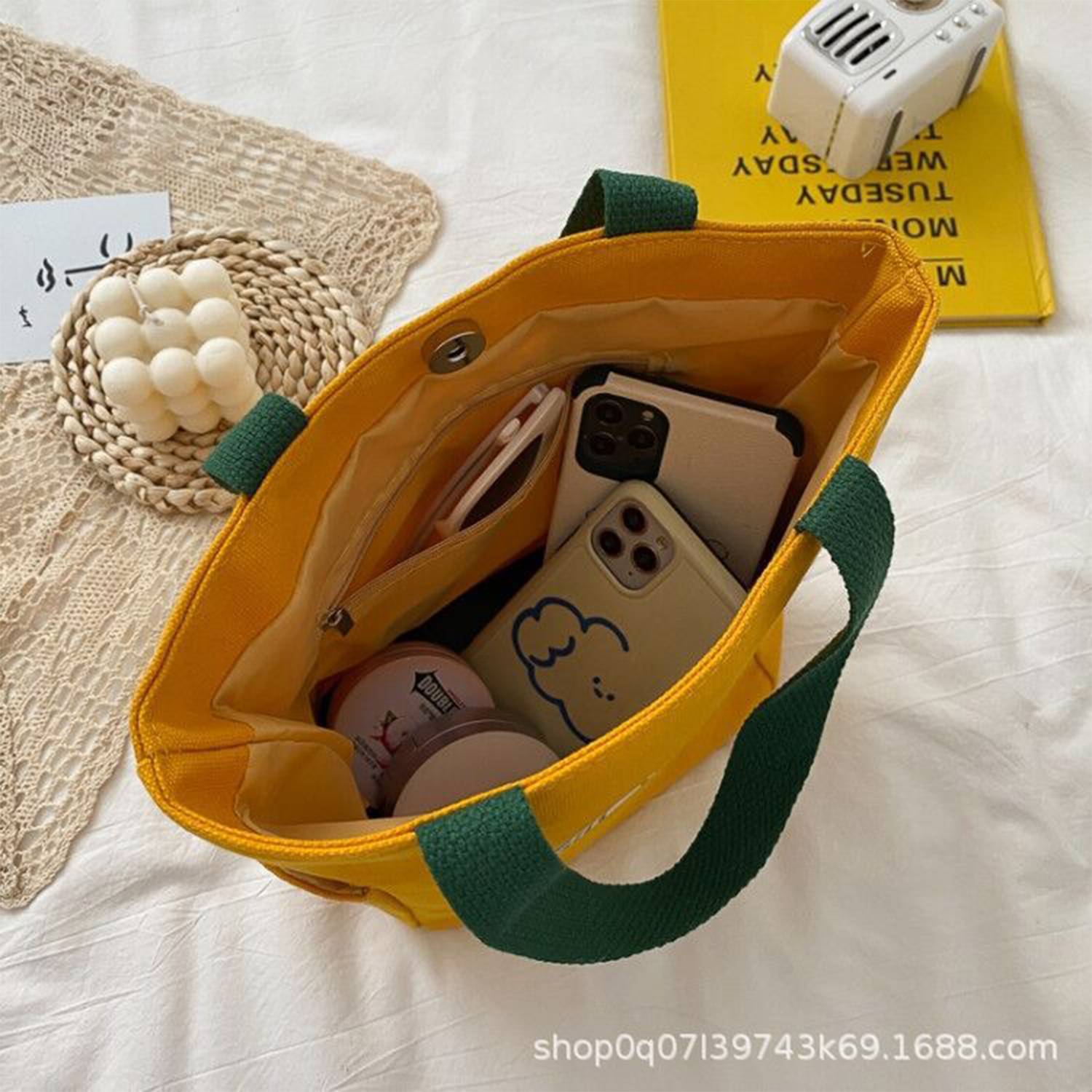 Canvas Portable Tote Bag, custom tote bag with logo imprint 3