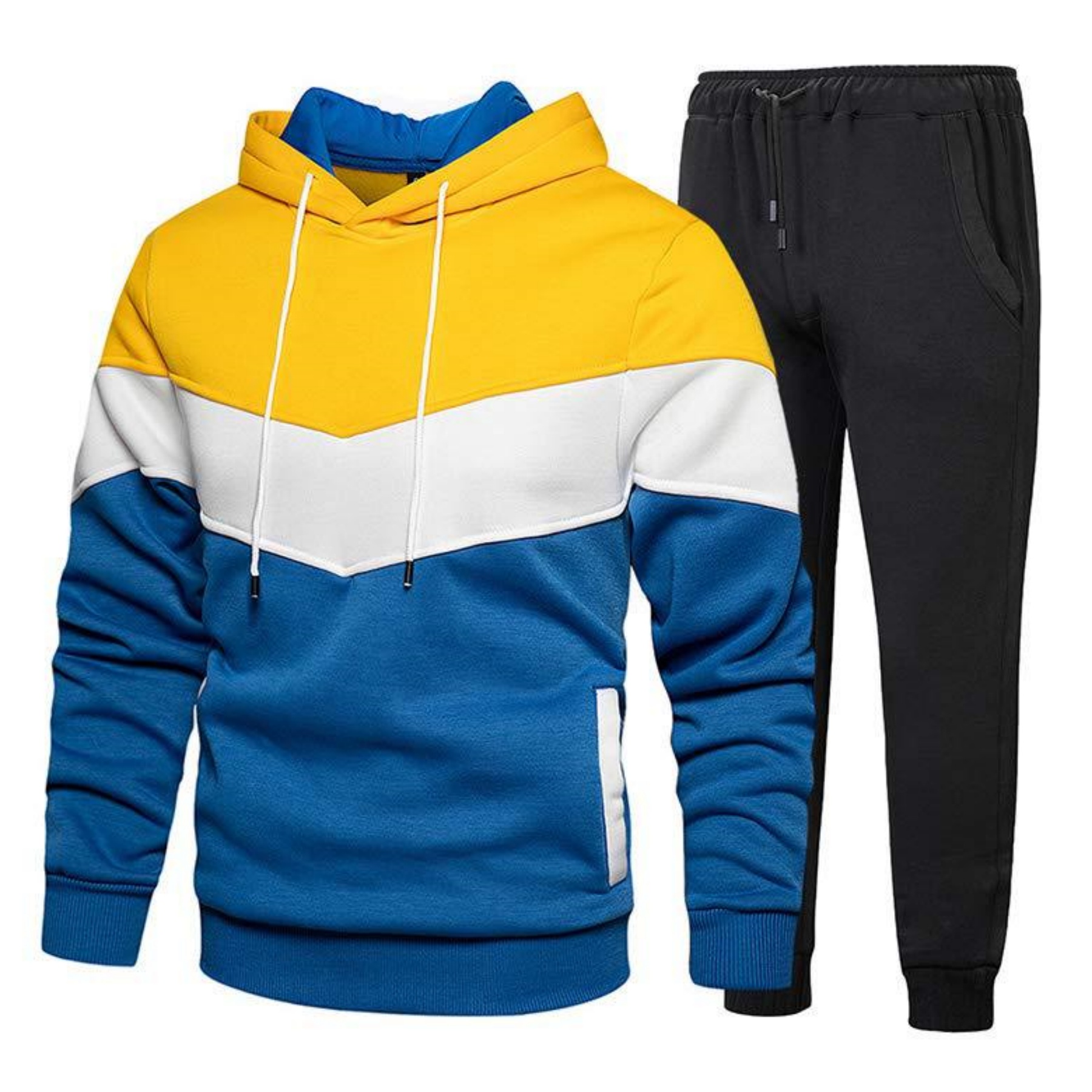 Custom Contrast 3D Printed Hooded Men Jogger Set Sweat Suit 12