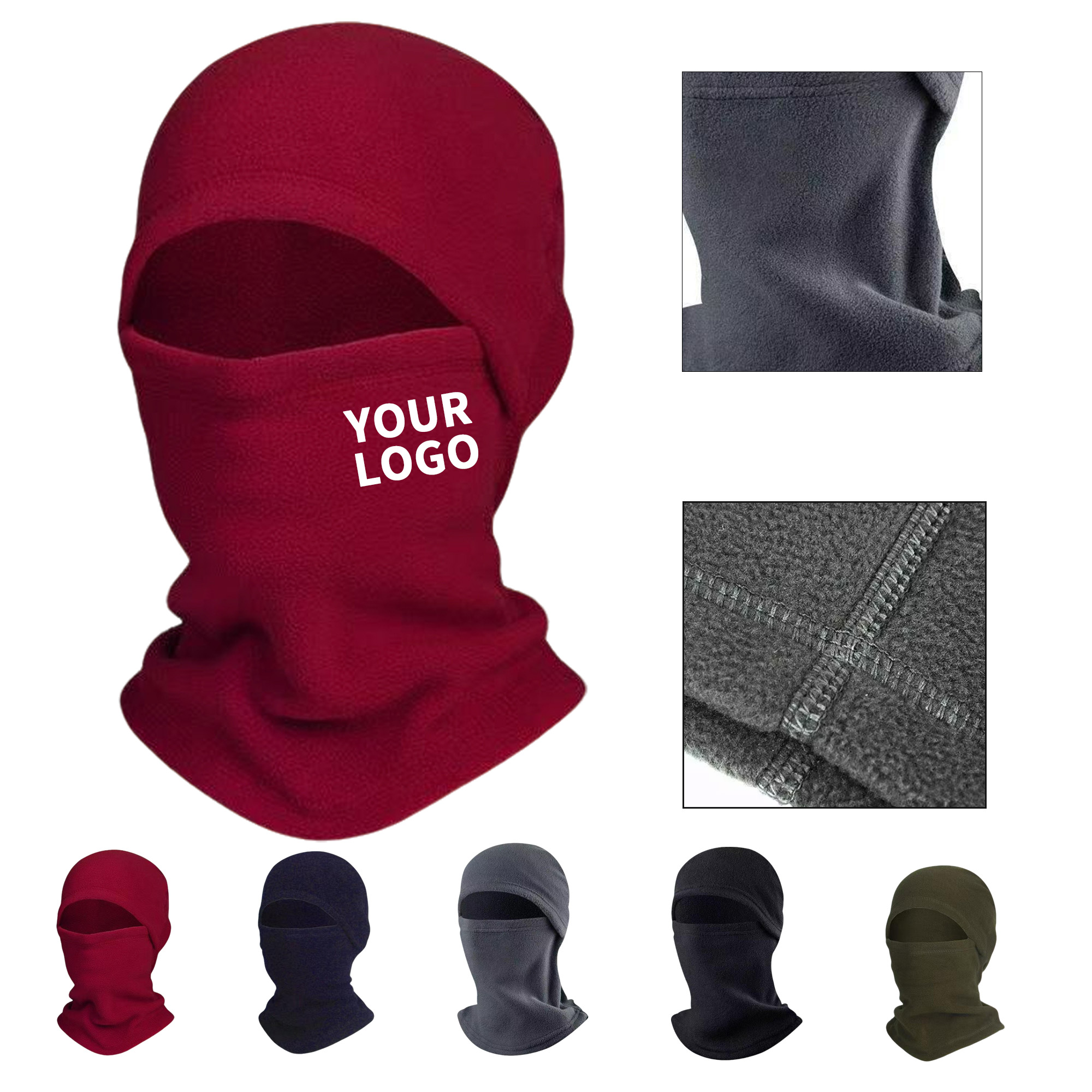 Fleece Winter Face Cover 14.2" x 11.1" Pull On Hat 1
