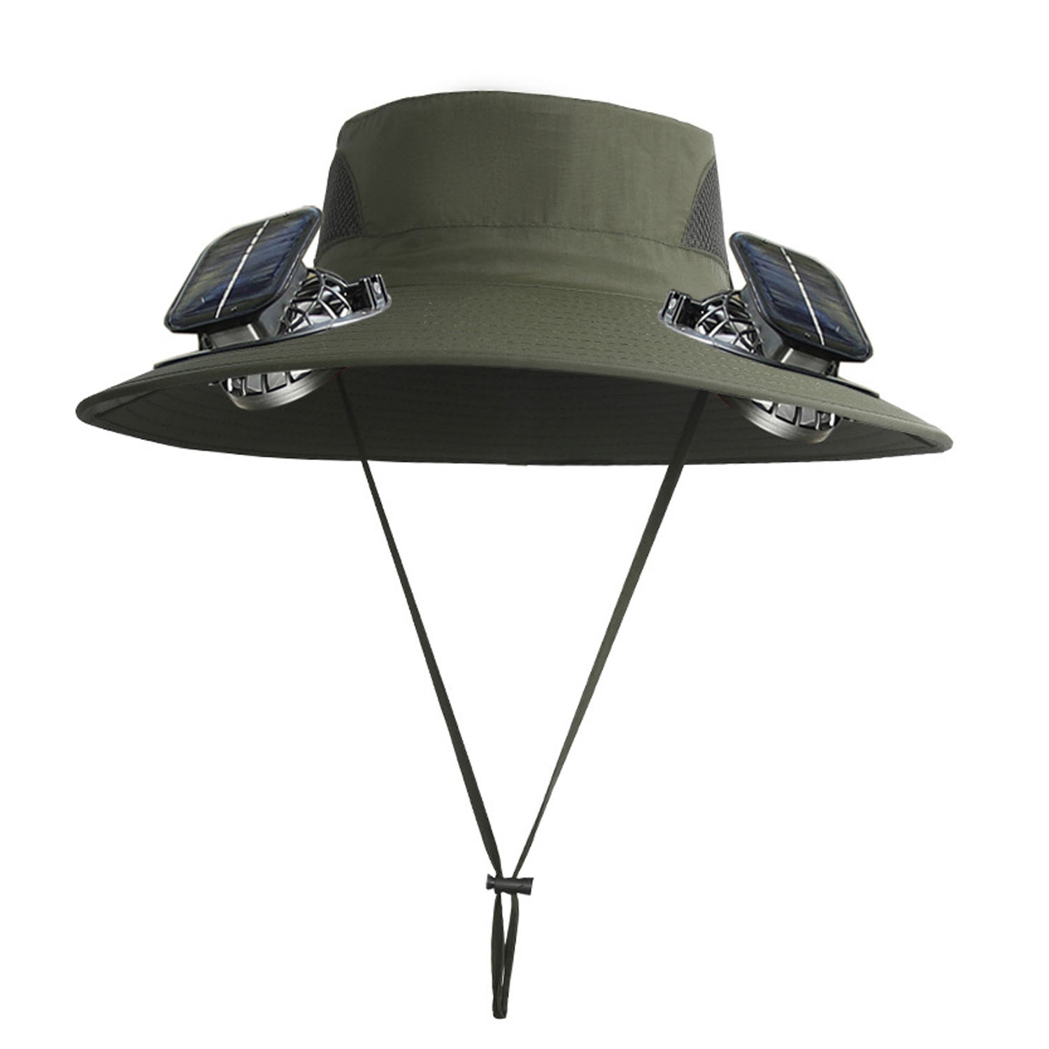Wide Brim Waterproof Polyester Bucket Hat w/ Fans 7