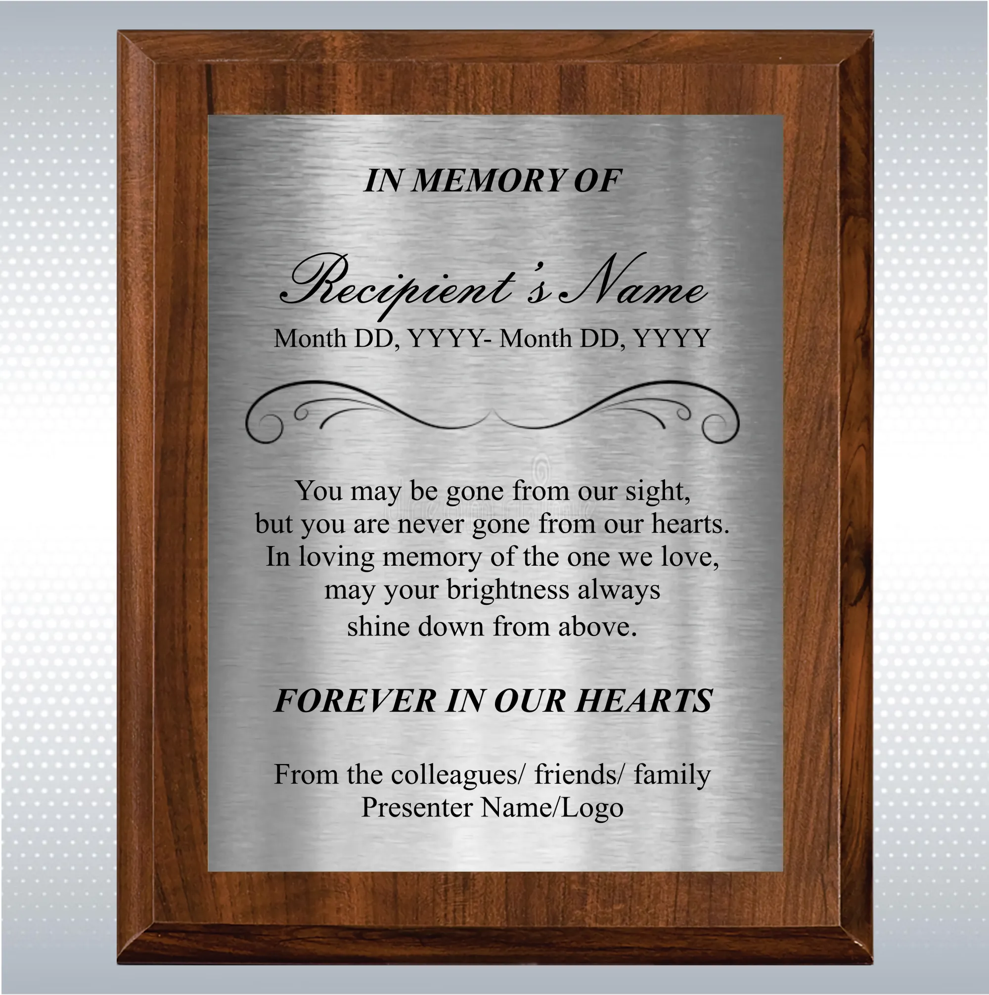 Cherry Finish Personalized Memorial Gift Aaward 4