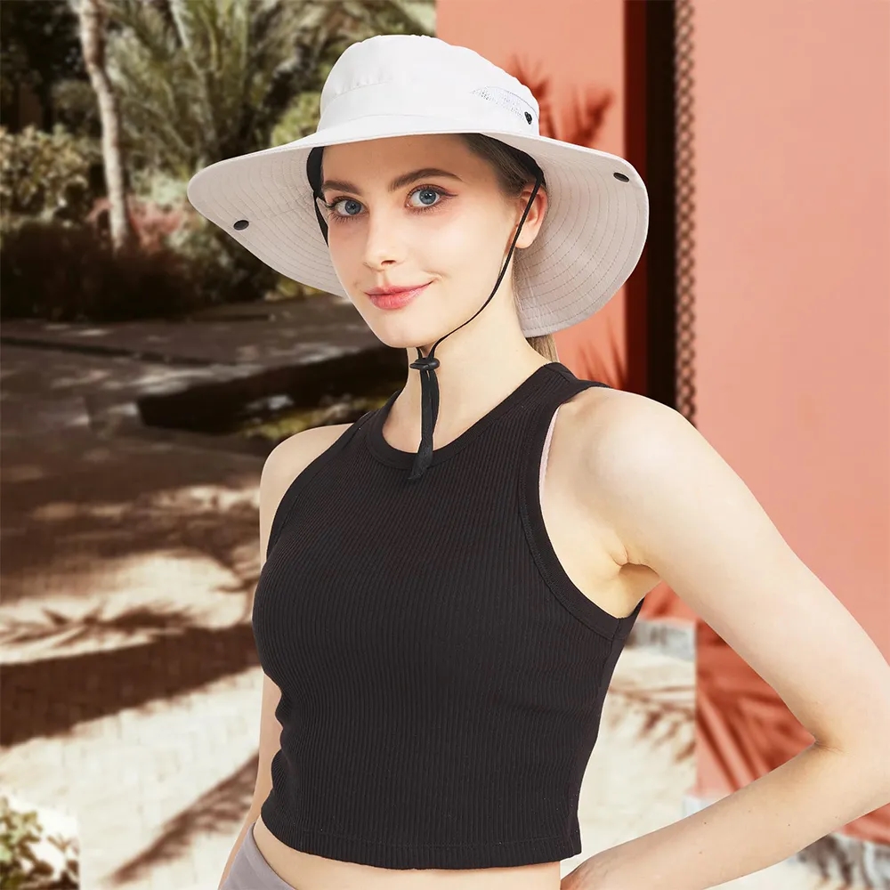 UPF50 Wide Brim Sun Hat with Ponytail Hole 8