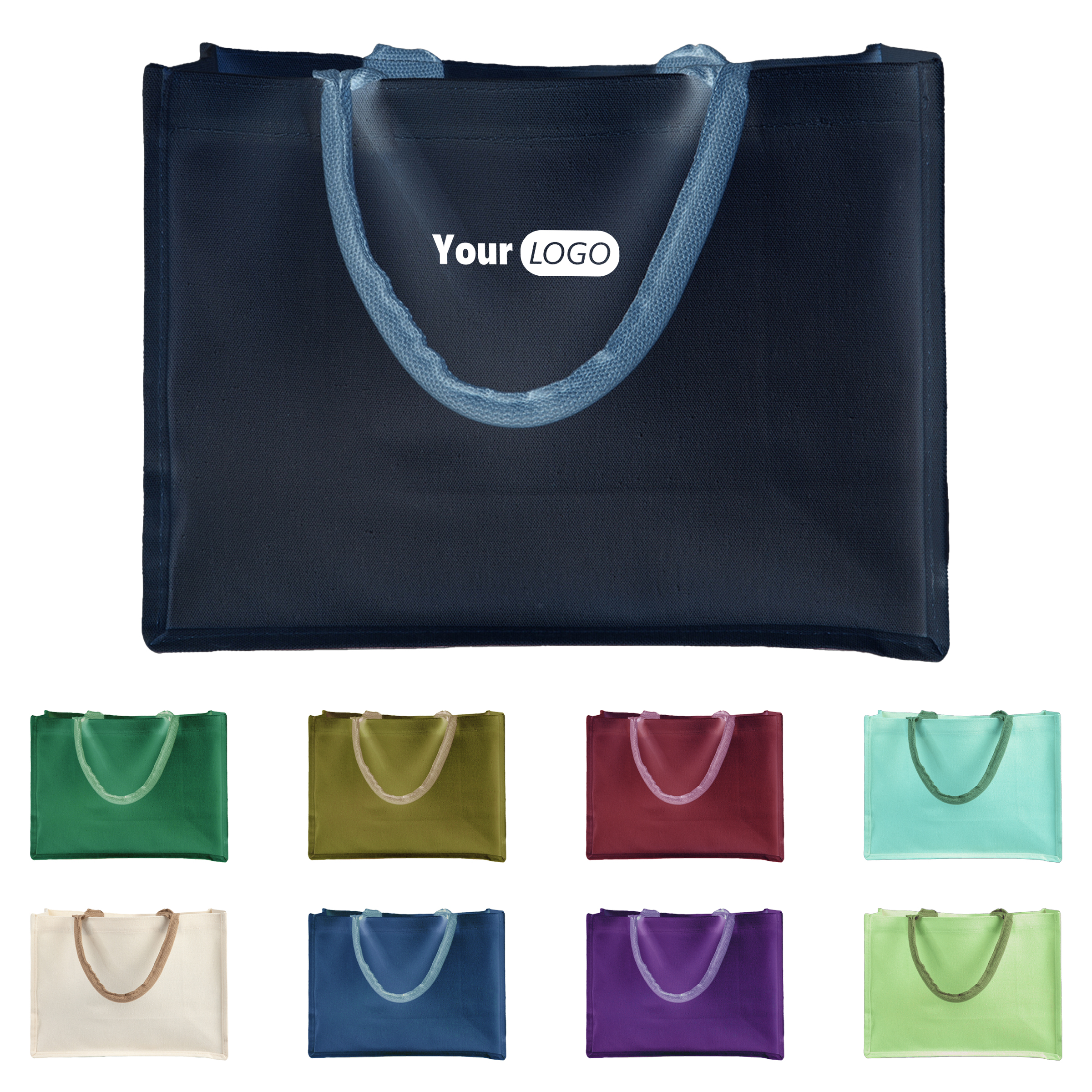Jute Pocket Tote In White ?C Eco-Friendly Elegance, custom tote bag with logo imprint 3