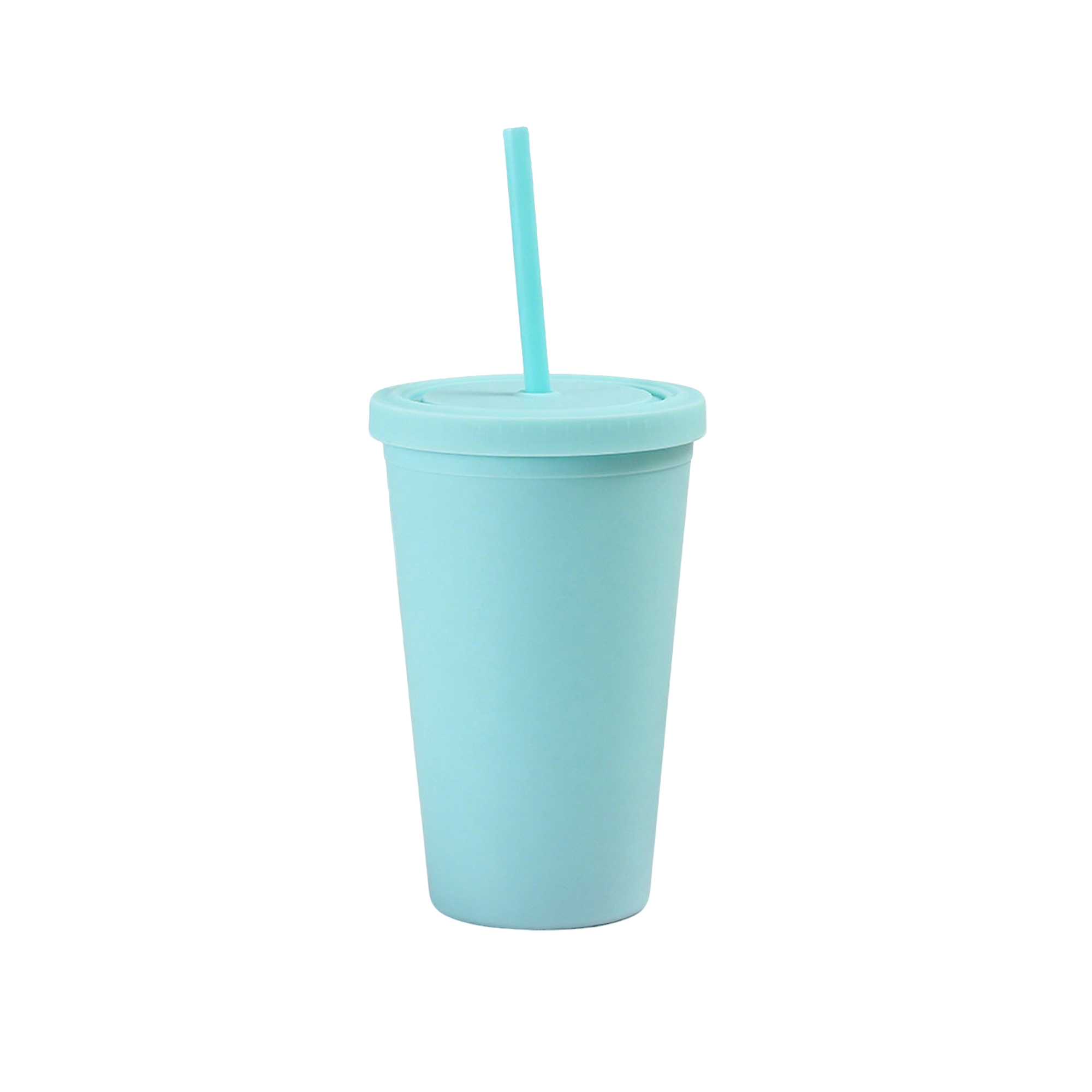 Sixteen Ounce Double Walled Tumbler With Straw 3.97" x 8" 12