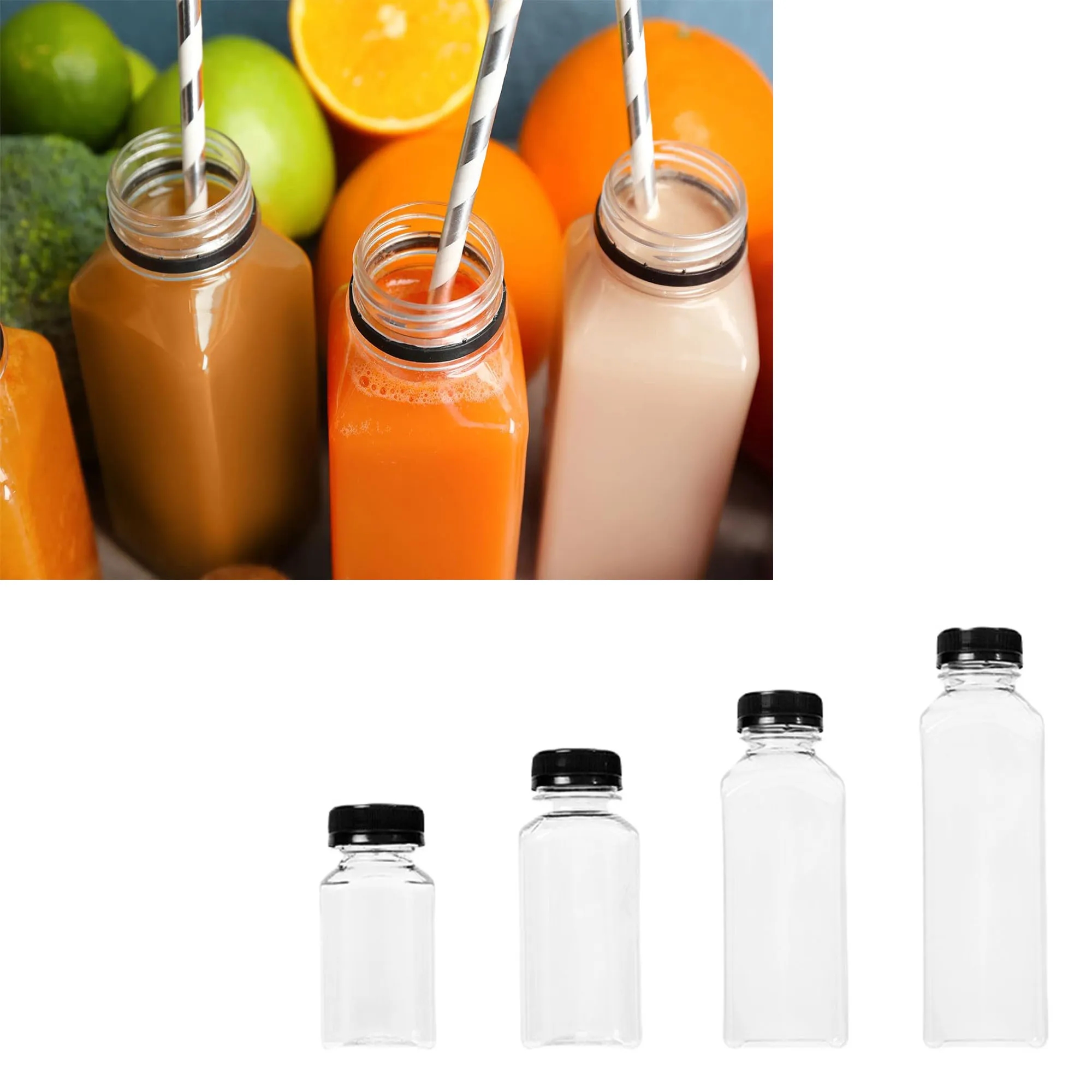 12oz Plastic Square Juice Bottles 3
