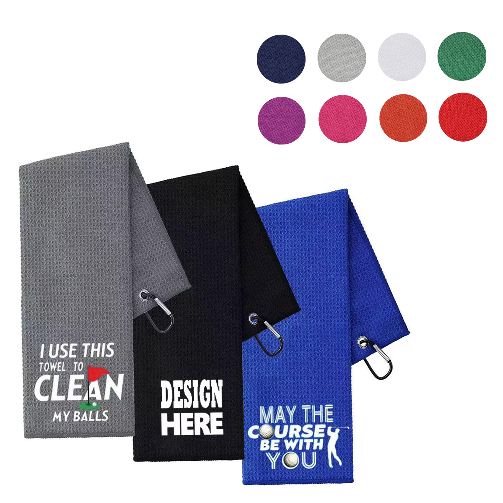 3 Holes Customized Tri-fold Golf Towel 2