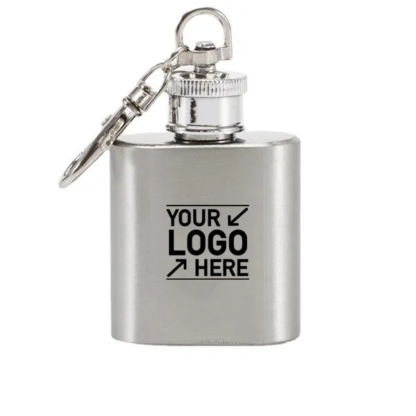 Mini Stainless Steel Hip Flask with Keychain 1 OZ 7