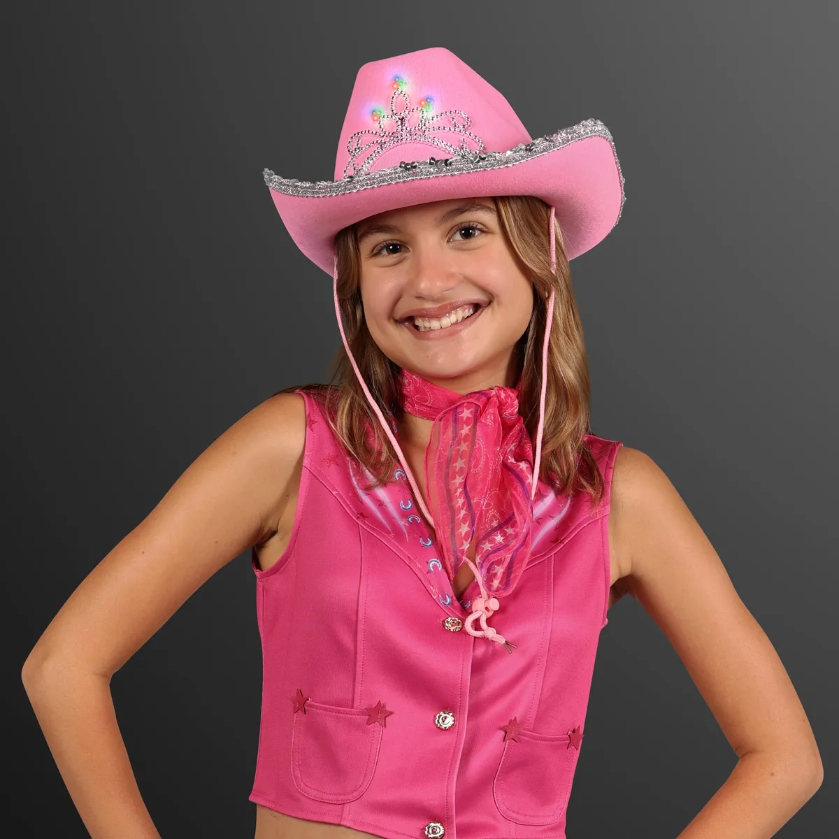 Light Up Country Western Pink Cowgirl Hat 4