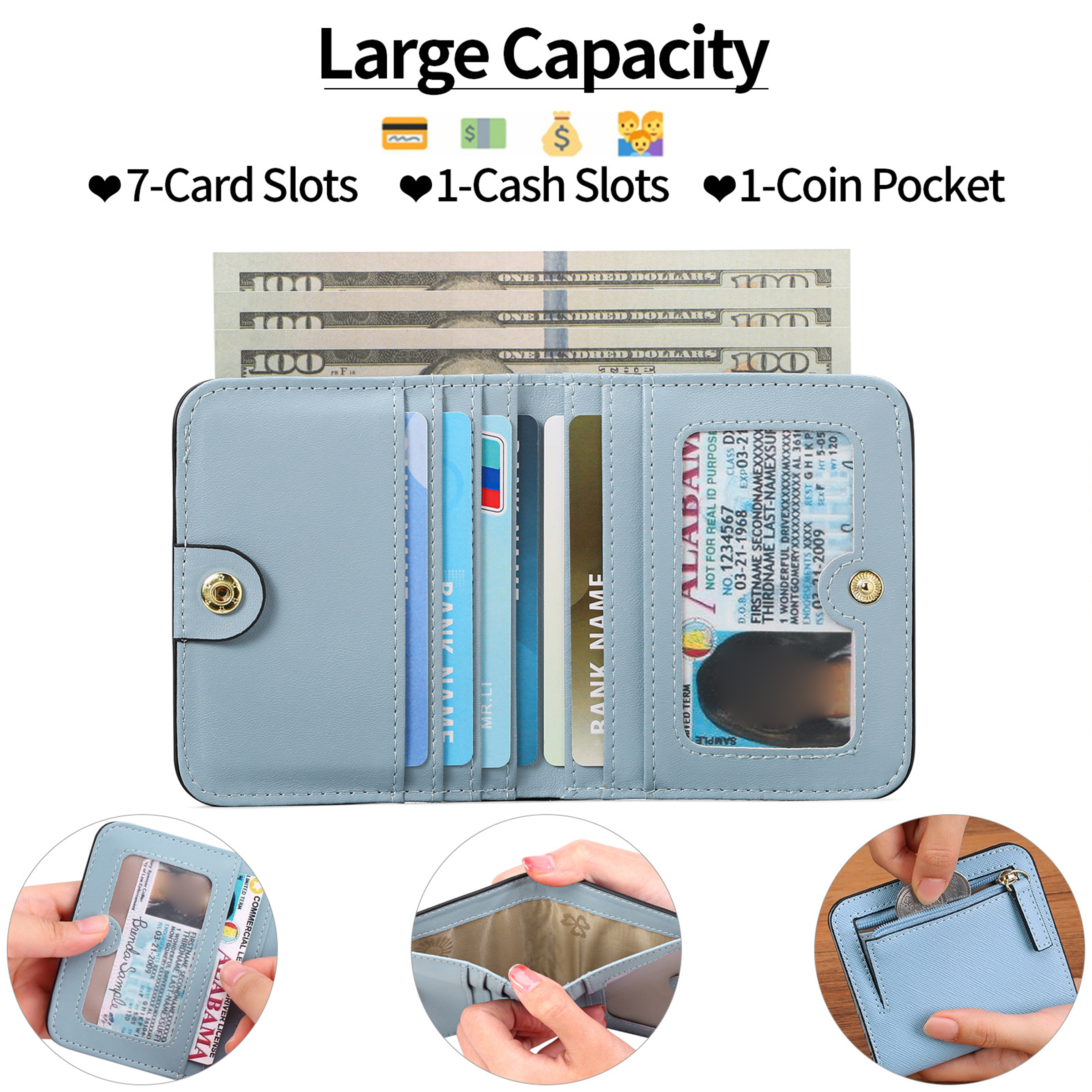 Pu Coin Purse Wallet Rfid Money Clip 4