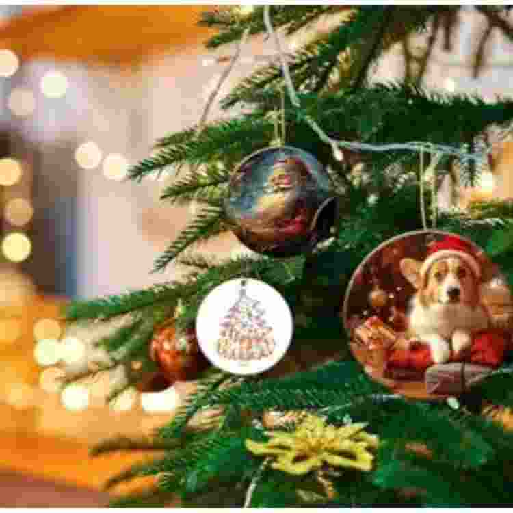 Two-Side Printed Ceramic Christmas Tree Hanging Accessories 2