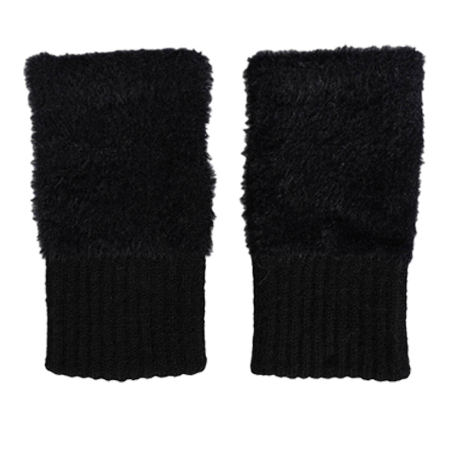 Winter Faux Fur Arm Warmers Fingerless Gloves 4