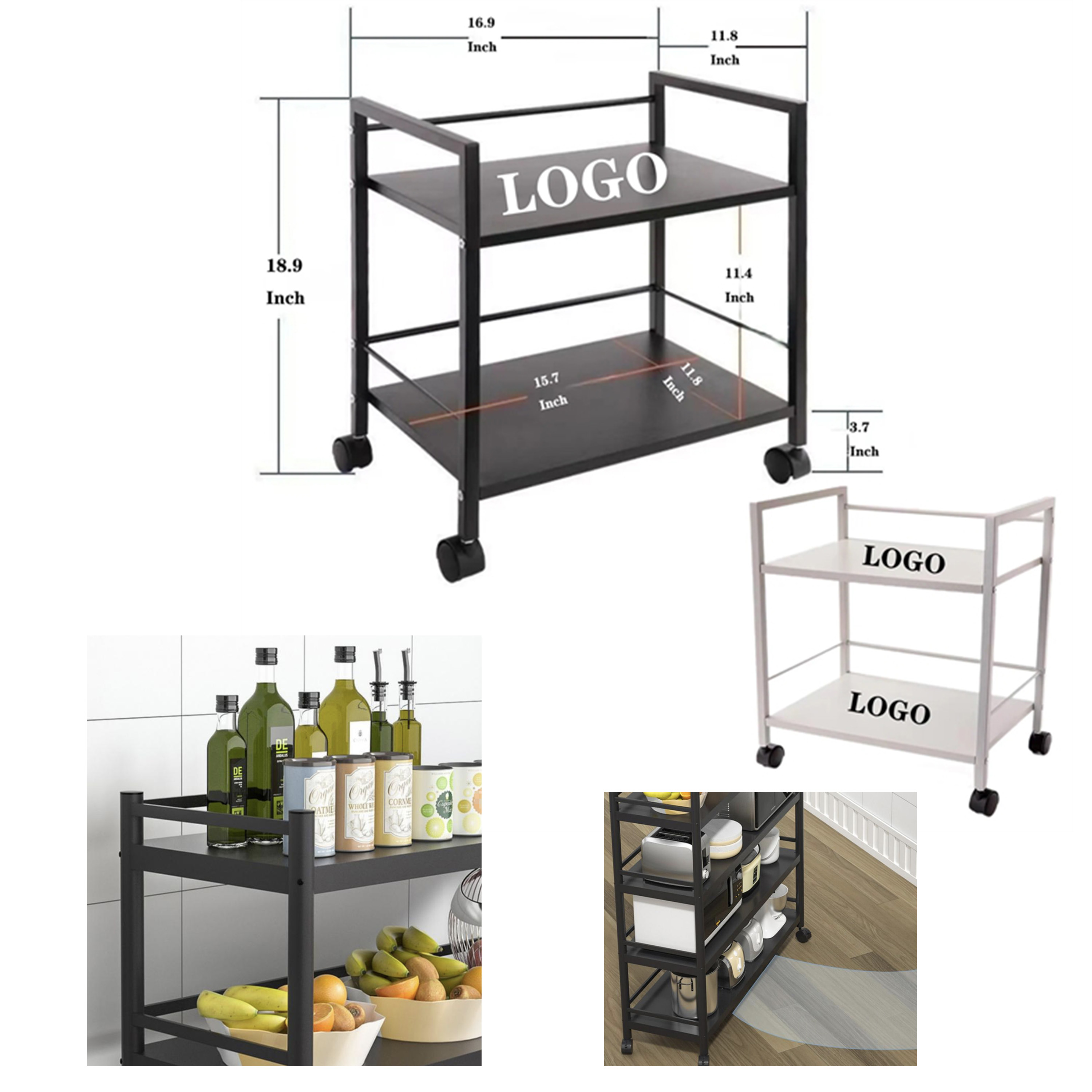 Two - Tier Wheeled Trolley Storage Rack 1
