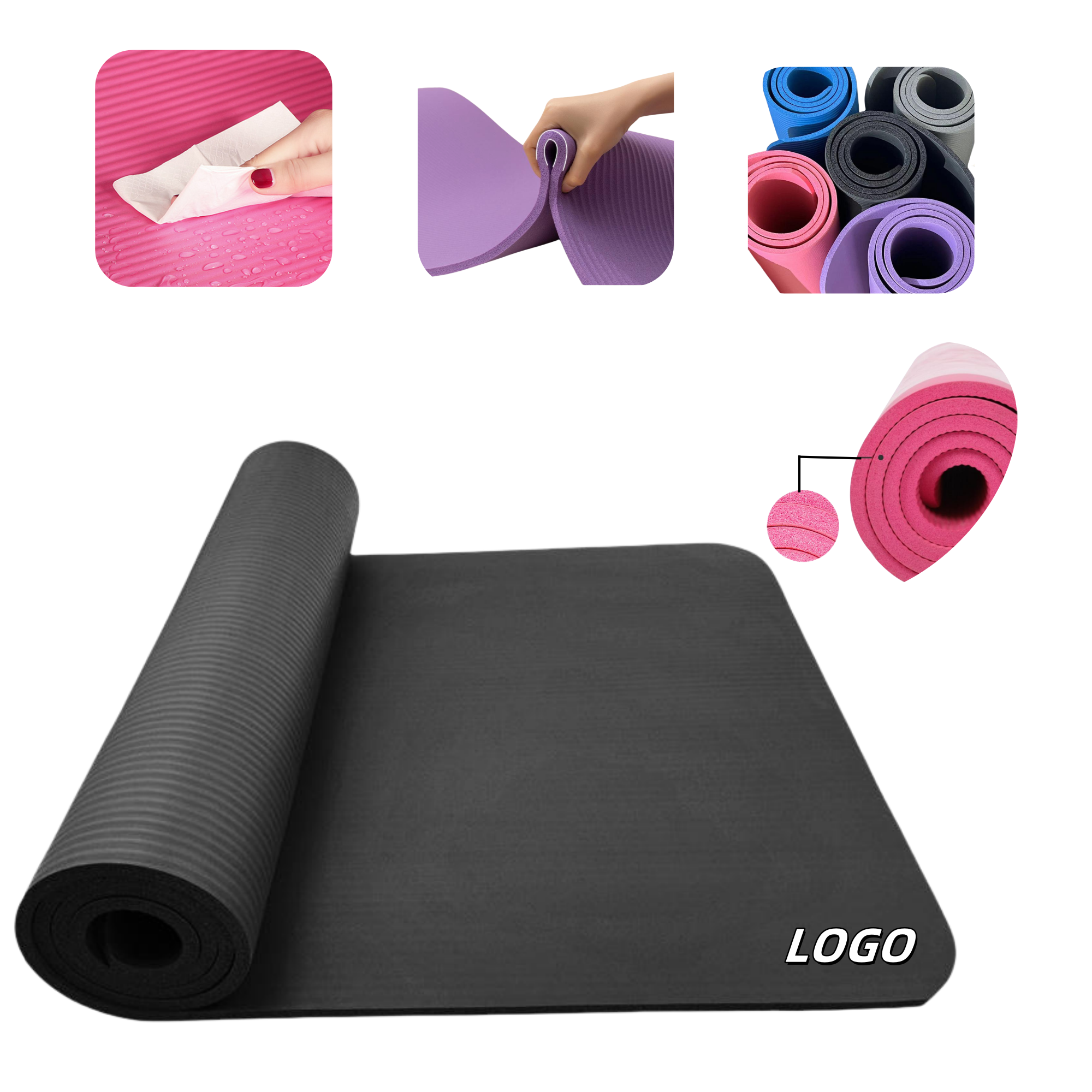 NBR Expanded Thick Yoga Mat for Fitness Exercises 2