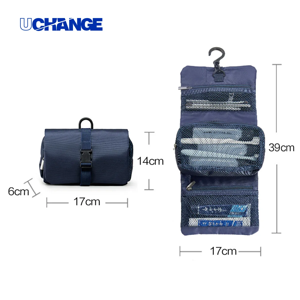 Compact Foldable Hanging Toiletry Bag With Buckle 1